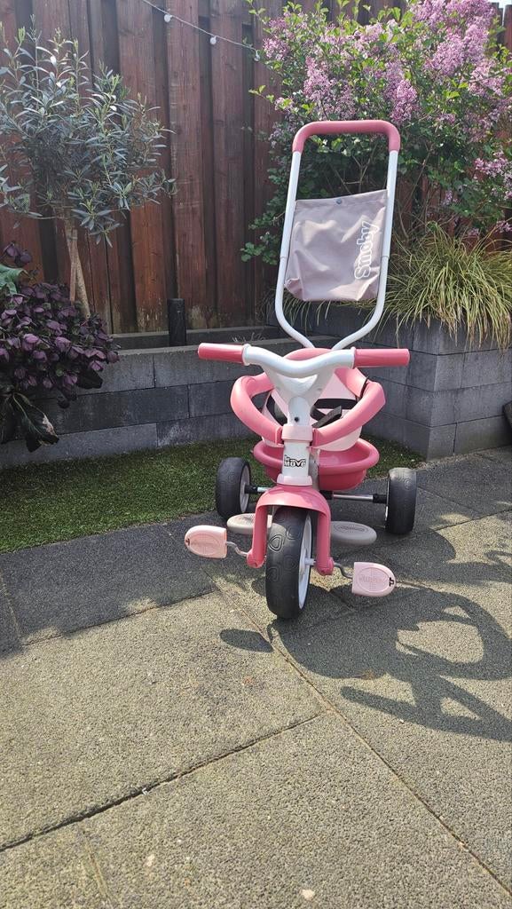Smoby Roze Driewieler Fiets met Duwstang, Fietsen en Brommers, Fietsen | Driewielers, Ophalen, Gebruikt, Smoby, Duwstang