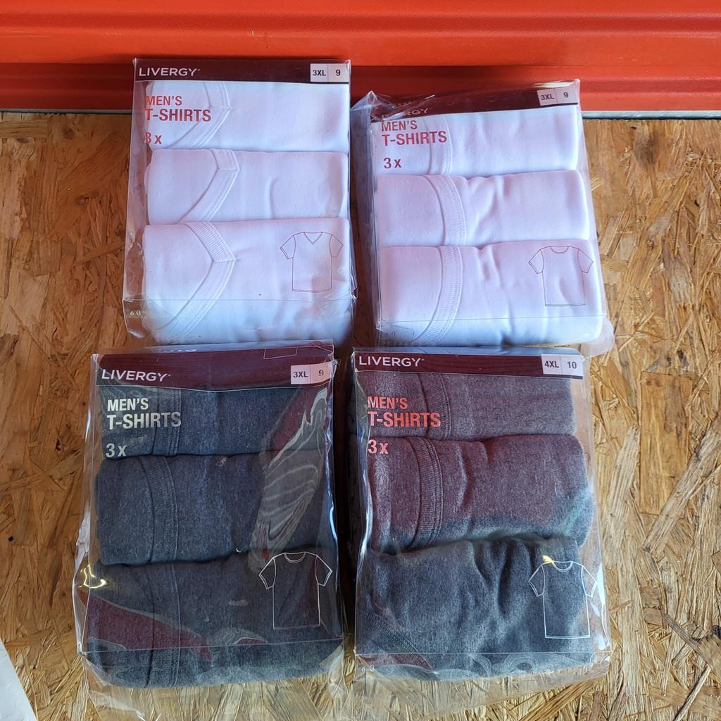 Livergy Heren T-shirts 3-packs (wit en grijs), Kleding | Heren, T-shirts, Ophalen of Verzenden, Nieuw, Maat 56/58 (XL), Wit