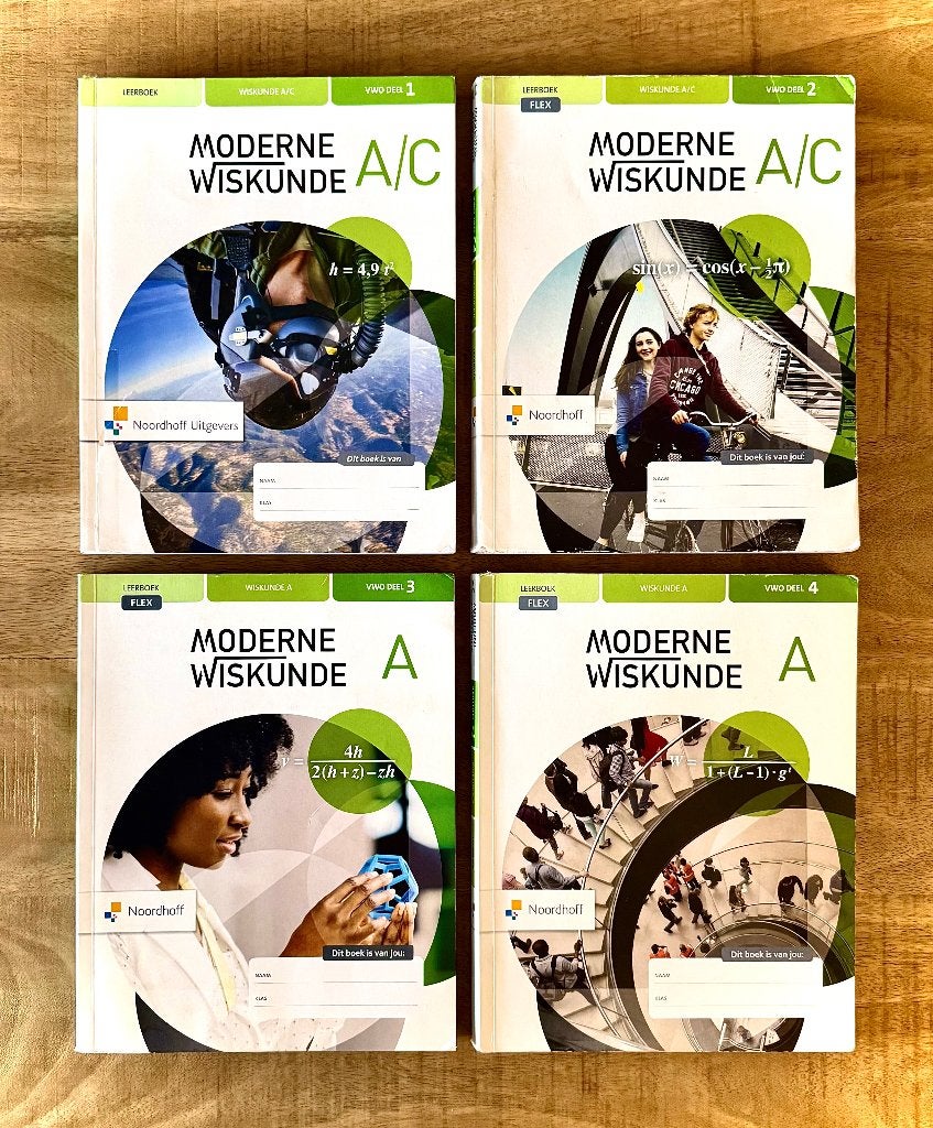 Moderne Wiskunde VWO A/C Deel 1 t/m 4. Leerboeken 12e editie, VWO, Wiskunde A, Ophalen of Verzenden, Zo goed als nieuw