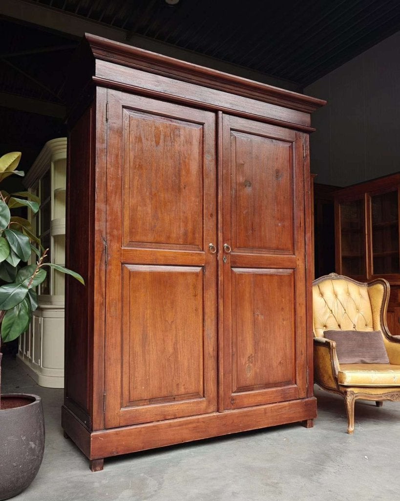 Grote teakhouten voorraadkast | Linnenkast teak #0210, Ophalen of Verzenden