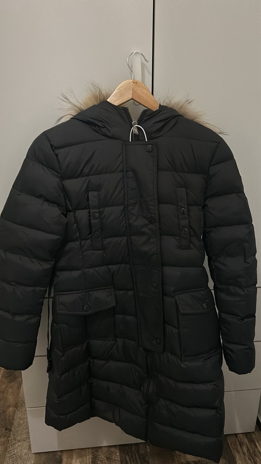 Zwarte moncler jas maat XS, Kleding | Dames, Ophalen, Zo goed als nieuw, Maat 34 (XS) of kleiner, Zwart