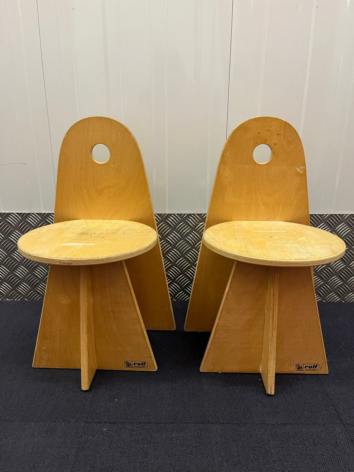 Vintage schoolstoeltjes Rolf Apollo stoelen hout kdv, Ophalen, Zo goed als nieuw, Overige typen