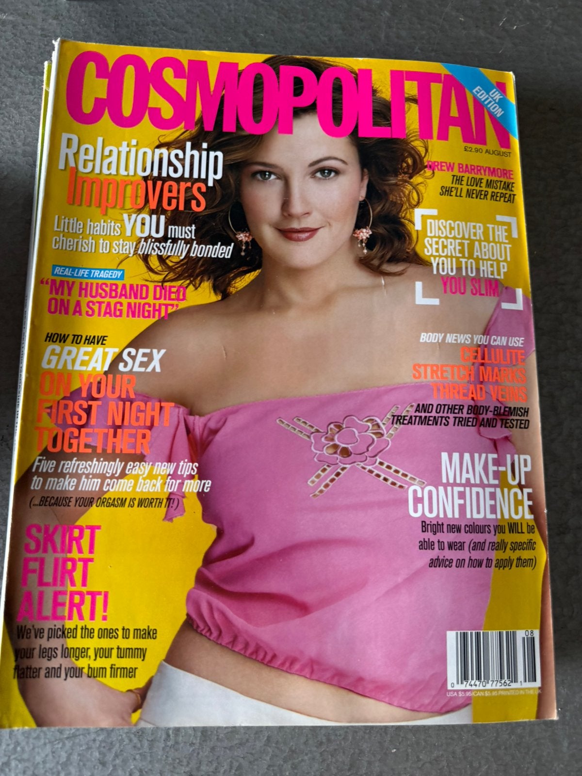Cosmopolitan UK aug 2003 - Drew Barrymore, Ophalen of Verzenden, Gelezen, Glossy