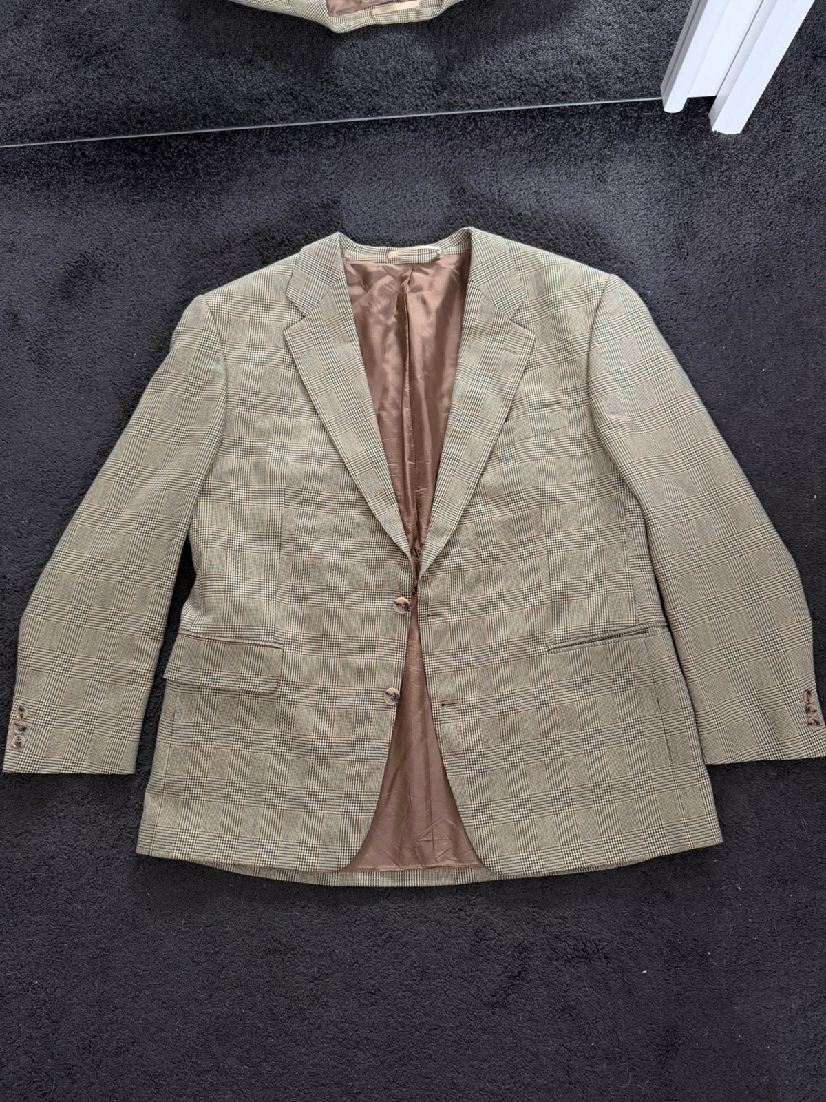 Vintage blazer Brook&Crossfield maat XL beige/bruin geblokt, Beige, Maat 46/48 (XL) of groter, Ophalen of Verzenden, Zo goed als nieuw