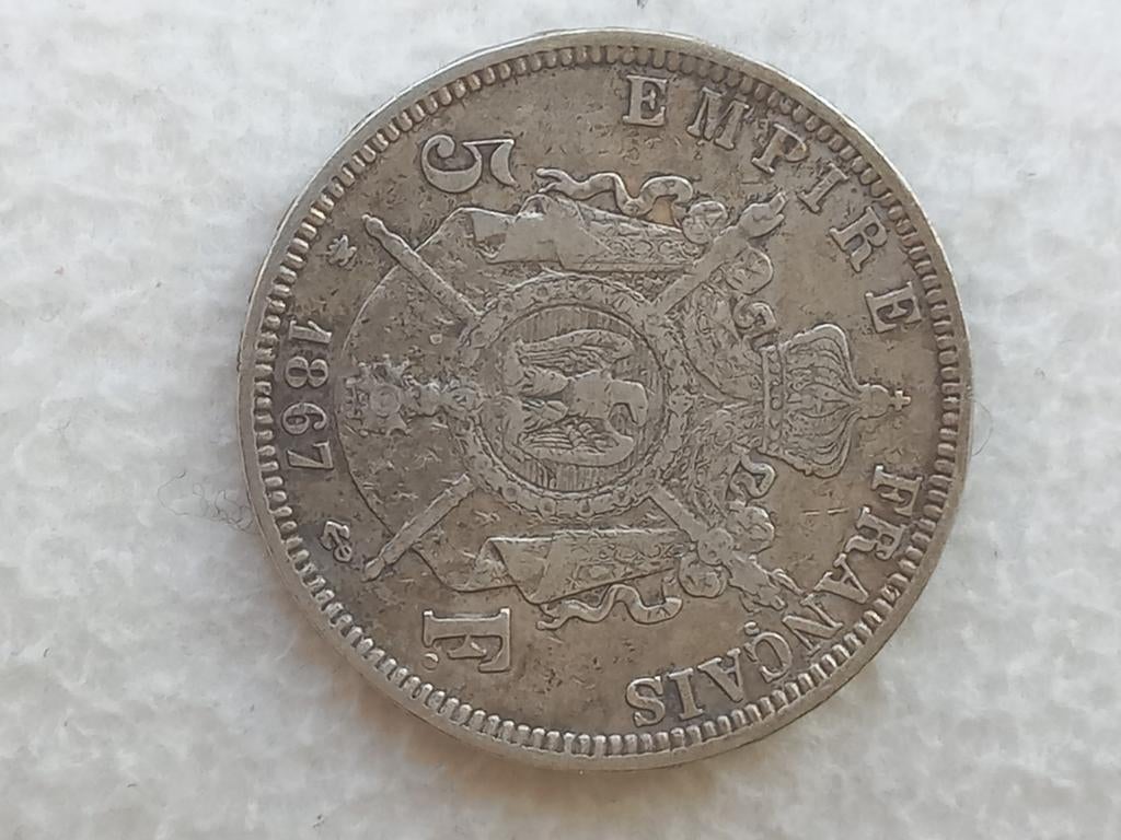 Frankrijk 5 francs 1867A zilver, Ophalen of Verzenden, Frankrijk, Zilver