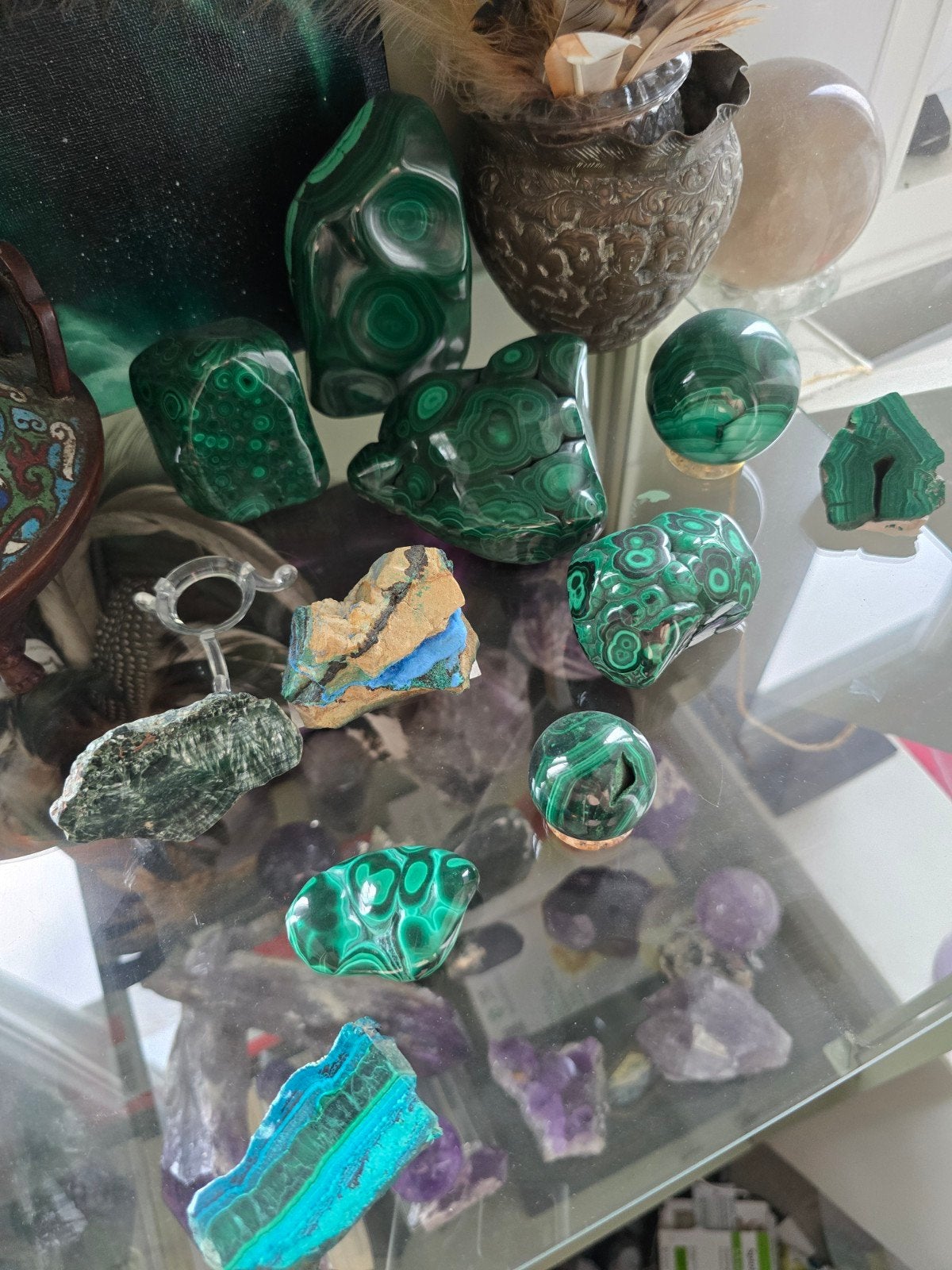 Prachtige Malachiet stukken, Ophalen of Verzenden, Mineraal