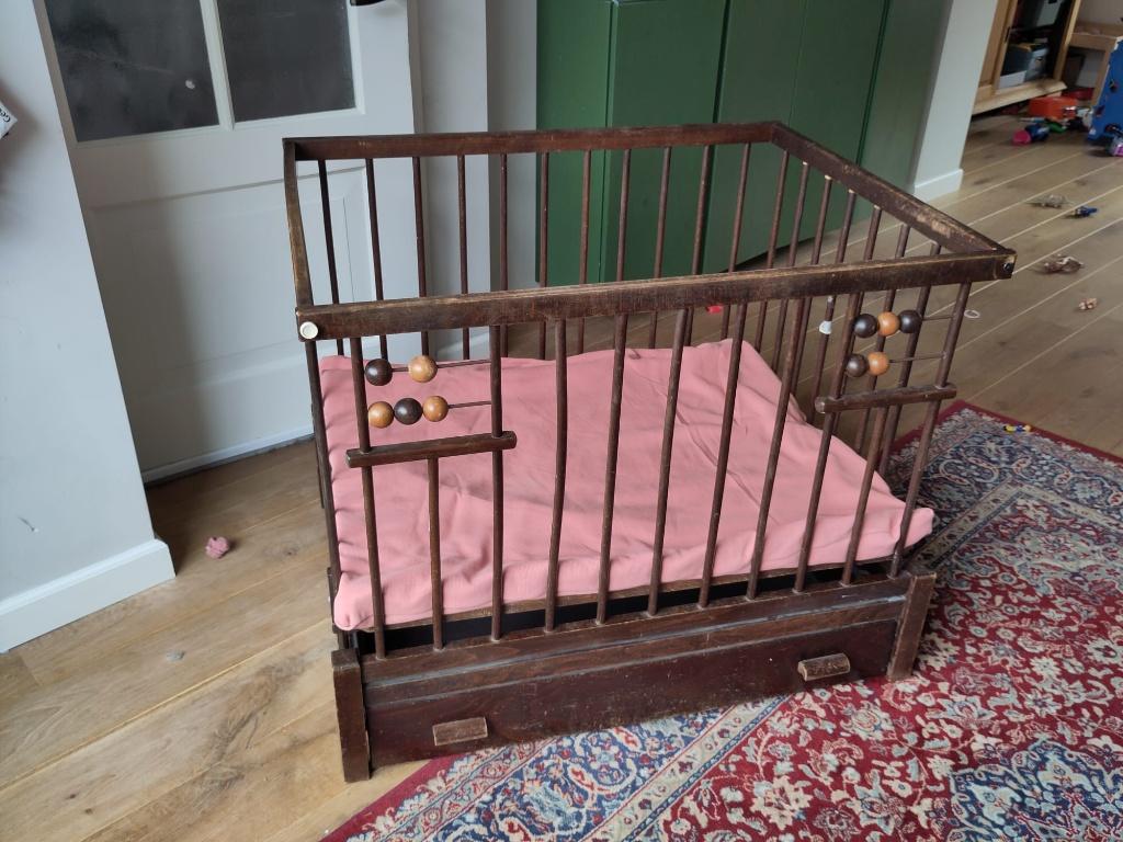 Houten box voor baby, Kinderen en Baby's, Boxen, Gebruikt, Vierkant, In hoogte verstelbaar, Boxkleed, Lade, Ophalen