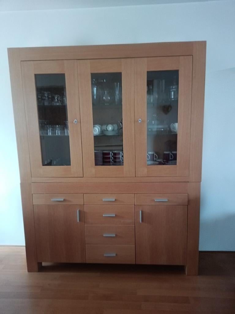 Servieskast. Blank hout., Ophalen, Gebruikt, Met deur(en), Glas