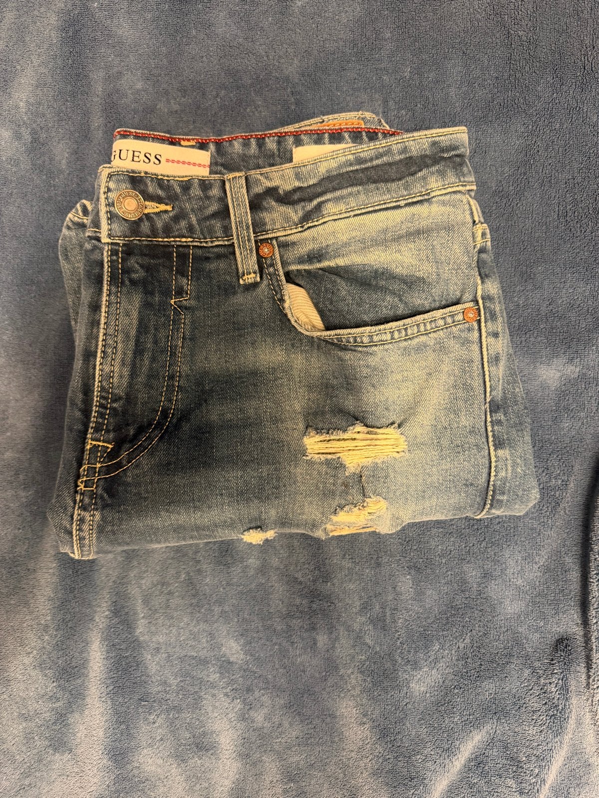 Guess Slim Angels Jeans - Maat W31, Ophalen of Verzenden, Gedragen, Blauw, W32 (confectie 46) of kleiner