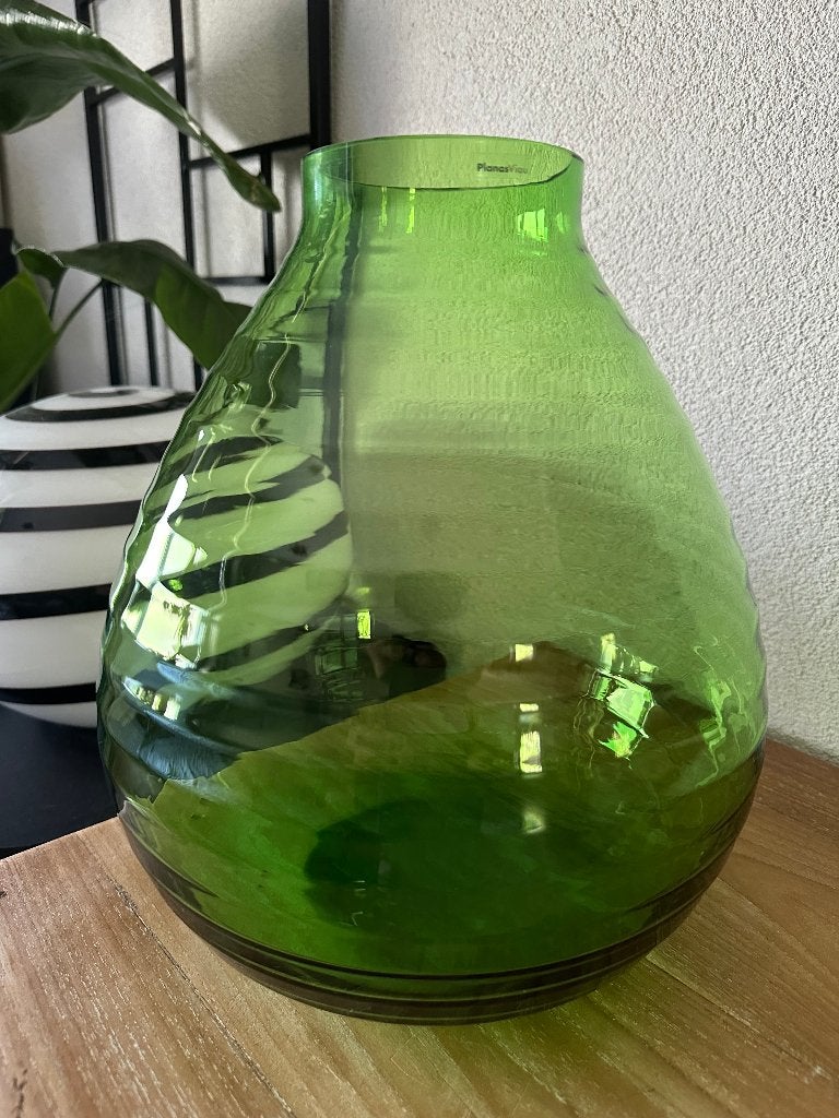 vintage Planas Viau  groen glas vaas Argentinië Lomaz zamora, Ophalen of Verzenden