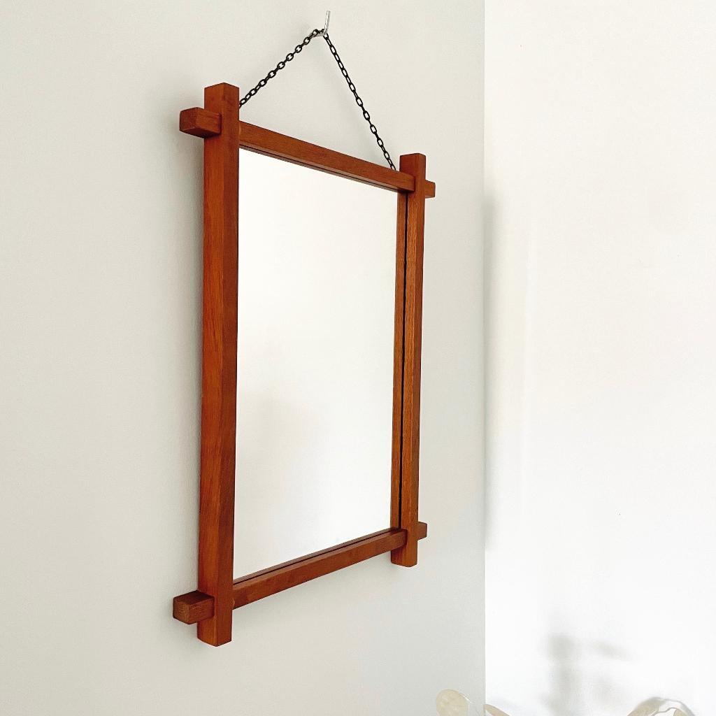 teak vintage Mid Century SPIEGEL Deens design teakhout MCM, Huis en Inrichting, Minder dan 50 cm, Gebruikt, Ophalen of Verzenden