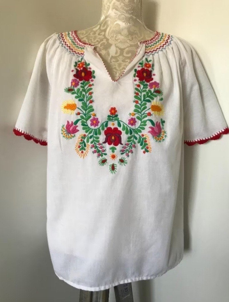 Witte Geborduurde Blouse, Ophalen of Verzenden, Zo goed als nieuw, Maat 38/40 (M), Wit