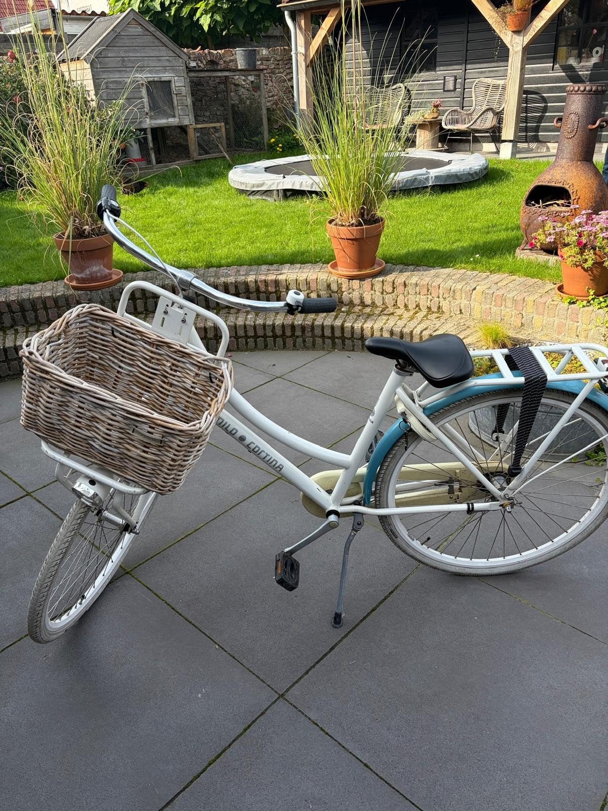 kinderfiets cortina 28 inch wit/blauw