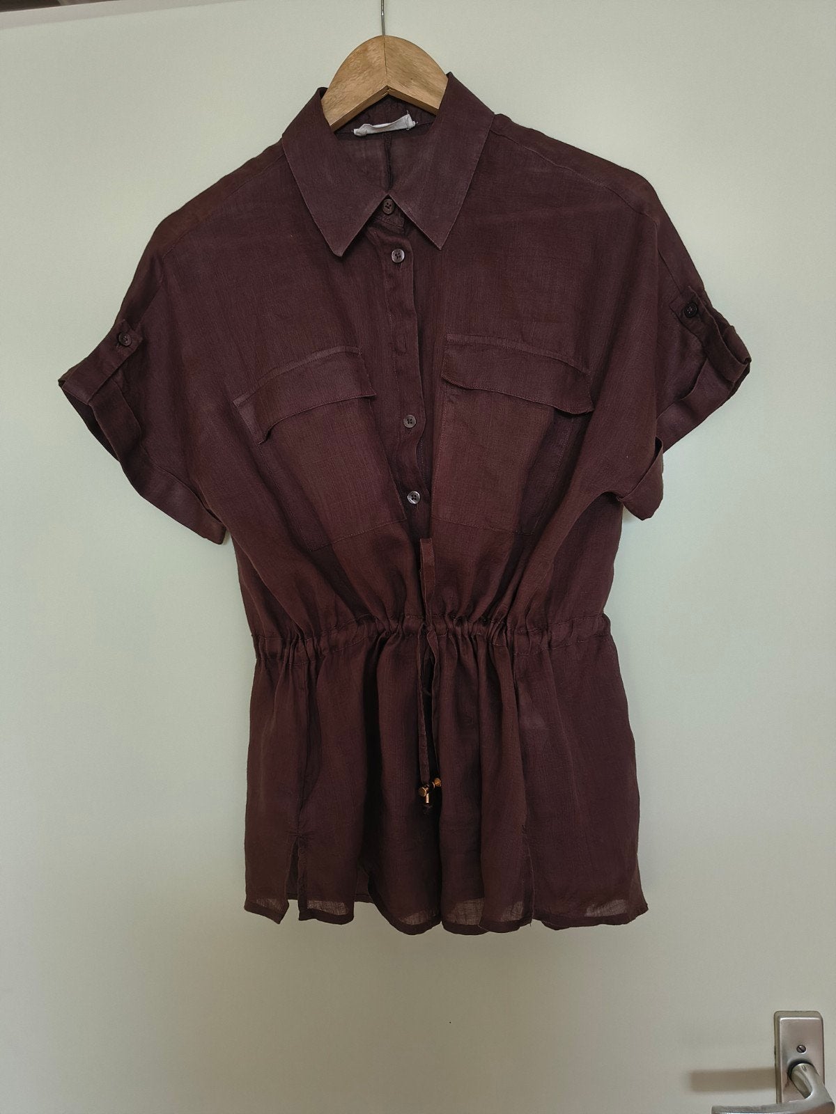 Bruine utility blouse, Maat 38/40 (M), Bruin, Ophalen of Verzenden, Zo goed als nieuw