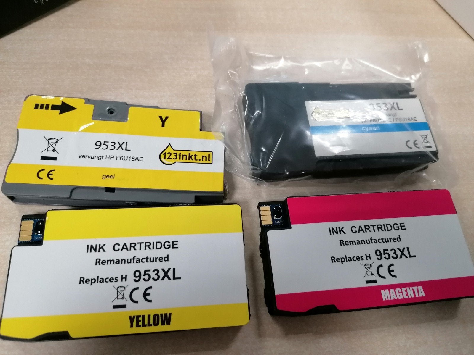 HP 953XL cartridges - Remanufactured (geel, magenta, cyaan), Computers en Software, Ophalen of Verzenden, Refurbished, Cartridge