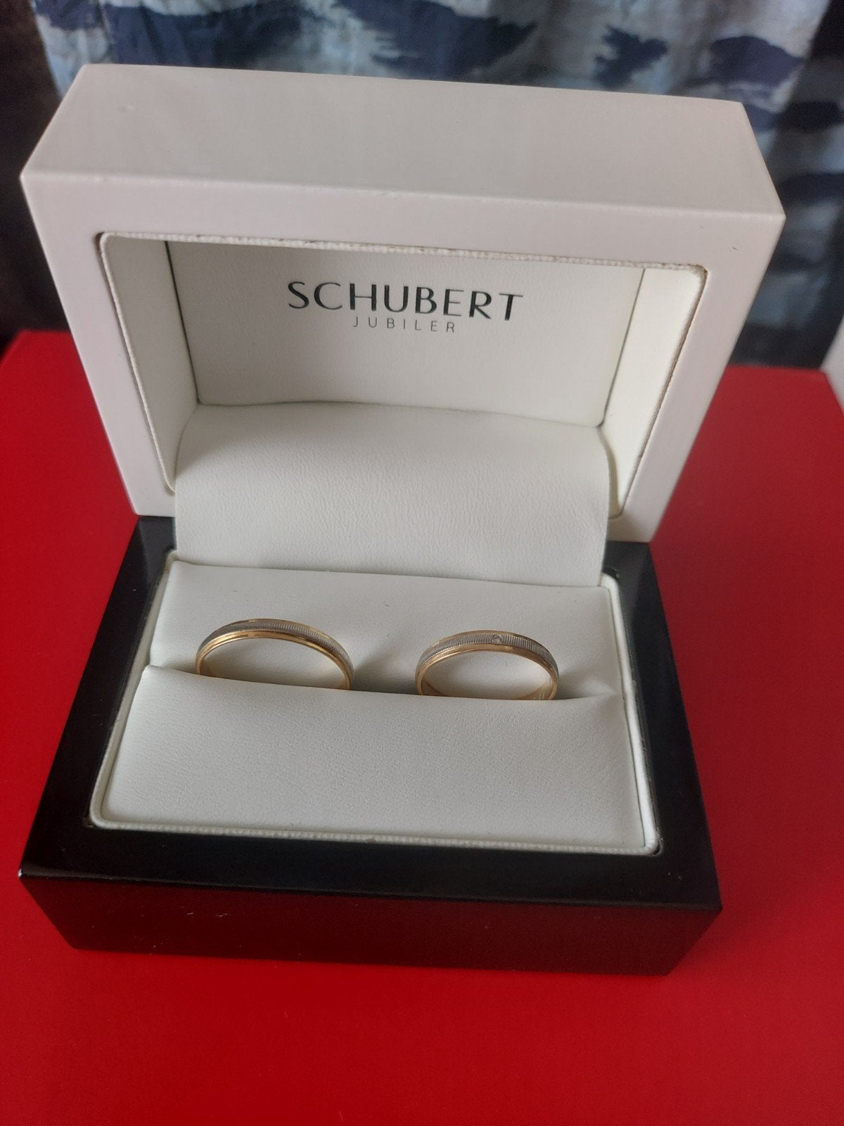 schubert dames en heren ring witgoud/goud met diamant, Sieraden, Tassen en Uiterlijk, Ophalen of Verzenden, Goud, Goud, Dame