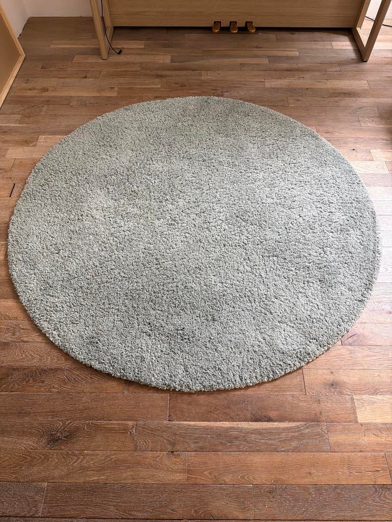 IKEA Adum vloerkleed rond zeegroen/mintgroen 130 cm, 100 tot 150 cm, Rond, Ophalen of Verzenden, Zo goed als nieuw