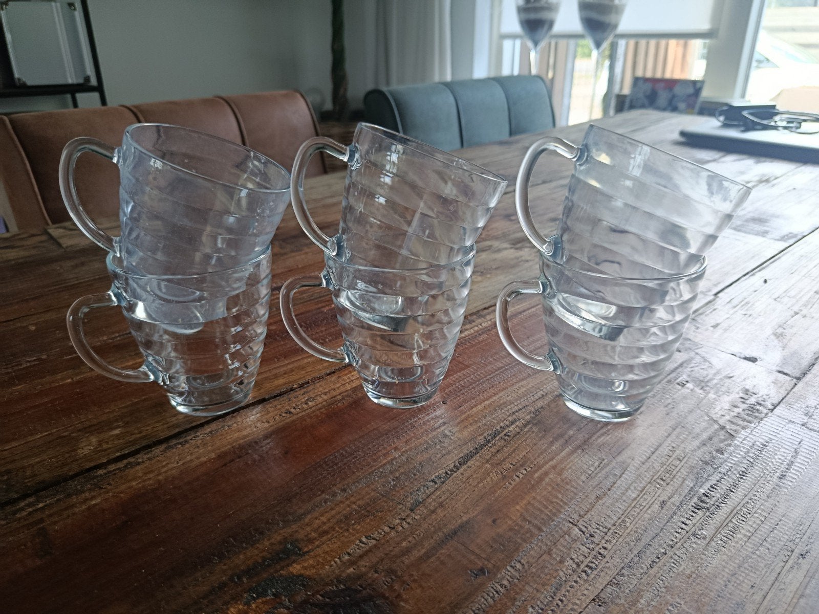 Set van 6 Bormioli Rocco glazen mokken/kopjes, Gebruikt, Overige merken, Glas, Modern
