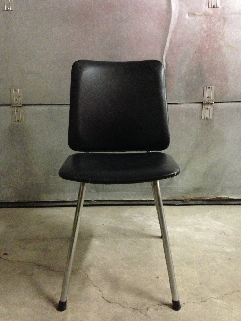1 vintage jaren 60 stoel Jami Lande chroom en skai, Gebruikt, Hout, Skai, Ophalen of Verzenden