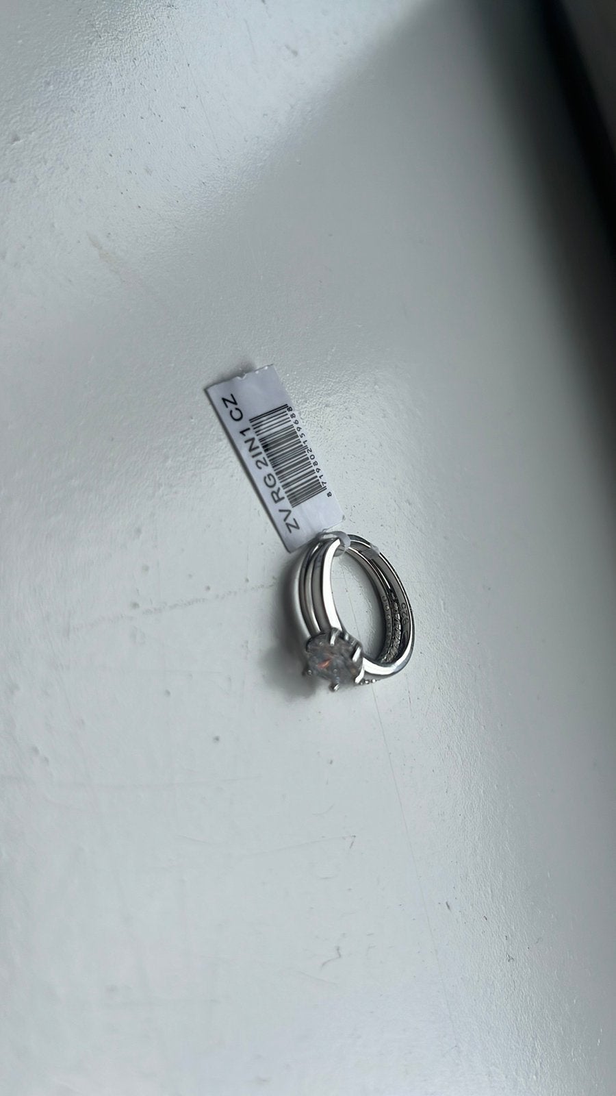 Zilveren dubbele ring met zirkonia 16 mm, Sieraden, Tassen en Uiterlijk, Ringen, Nieuw, Ophalen of Verzenden, Kleiner dan 17, Dame