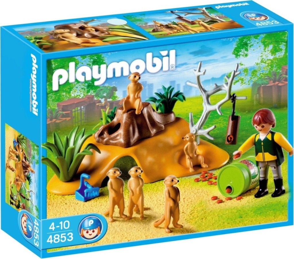 Foto 4 van Playmobil Dierentuin 4850 + Stokstaartjes 4853 + Jeep 4855