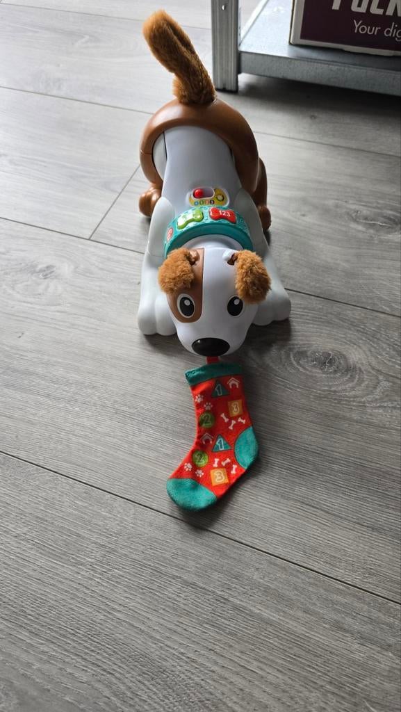 Fisher-Price Kruiphondje met geluid en beweging, Ophalen of Verzenden, Gebruikt, Overige typen, Met wieltjes