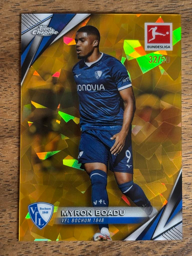 Myron Boadu Topps Chrome Bundesliga Gold Refractor 32/50, Verzamelen, Ophalen of Verzenden, Zo goed als nieuw, Buitenlandse clubs