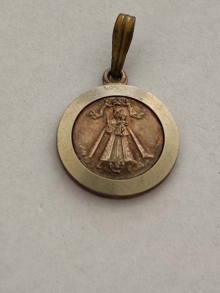 1357 devotie medaillon maria en kind..Gott schutze dich .., Verzenden, Nieuw, Zilver, Overige materialen