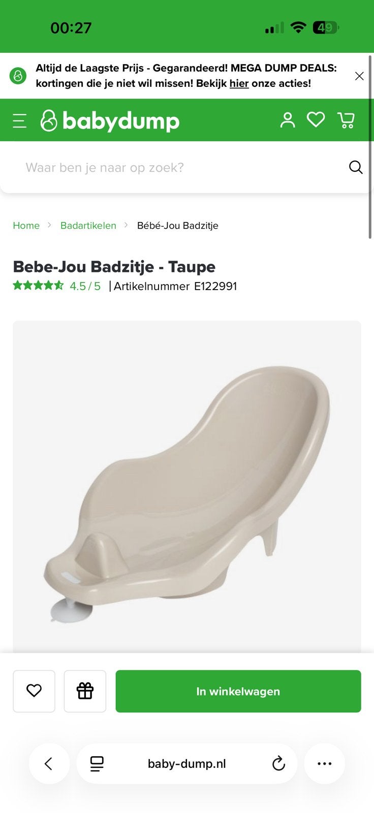 Nieuw babybadje met standaard en babyzitje – compleet setje, Kinderen en Baby's, Overige merken, Nieuw, Ophalen of Verzenden, Badzitje of Badring
