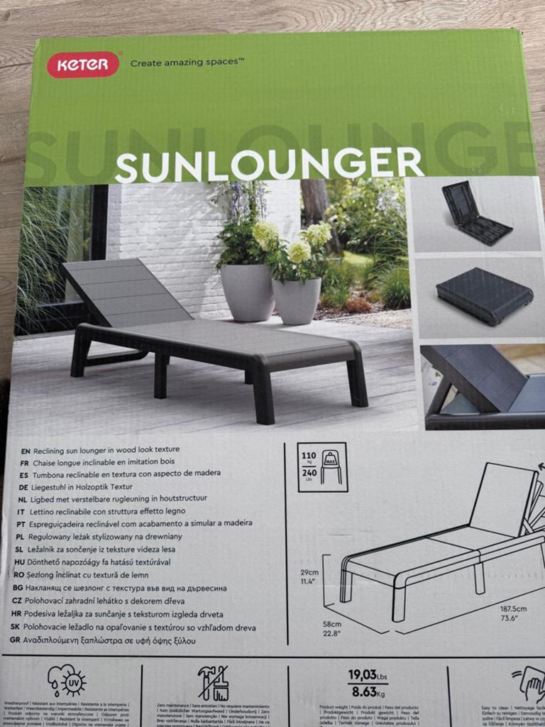 Zonnebed (nieuw), Tuin en Terras, Ligbedden, Nieuw, Kunststof, Verstelbaar, Ophalen