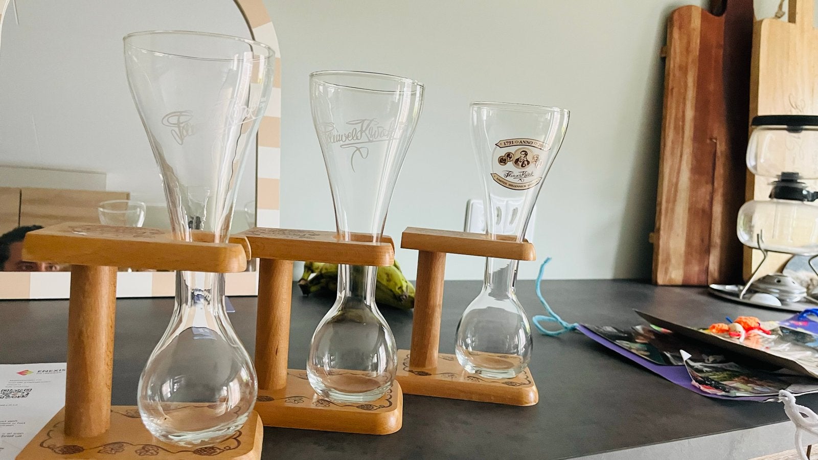 Pauwel Kwak bierglazen met houten standaard - Speciale Editi, Ophalen of Verzenden, Gebruikt, Glas
