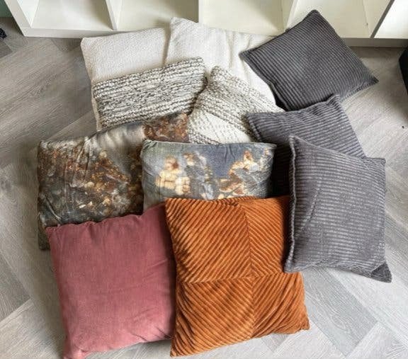 Sierkussens, verschillende kleuren en maten totaalprijs, Ophalen, Overige merken, Gebruikt, Meerkleurig