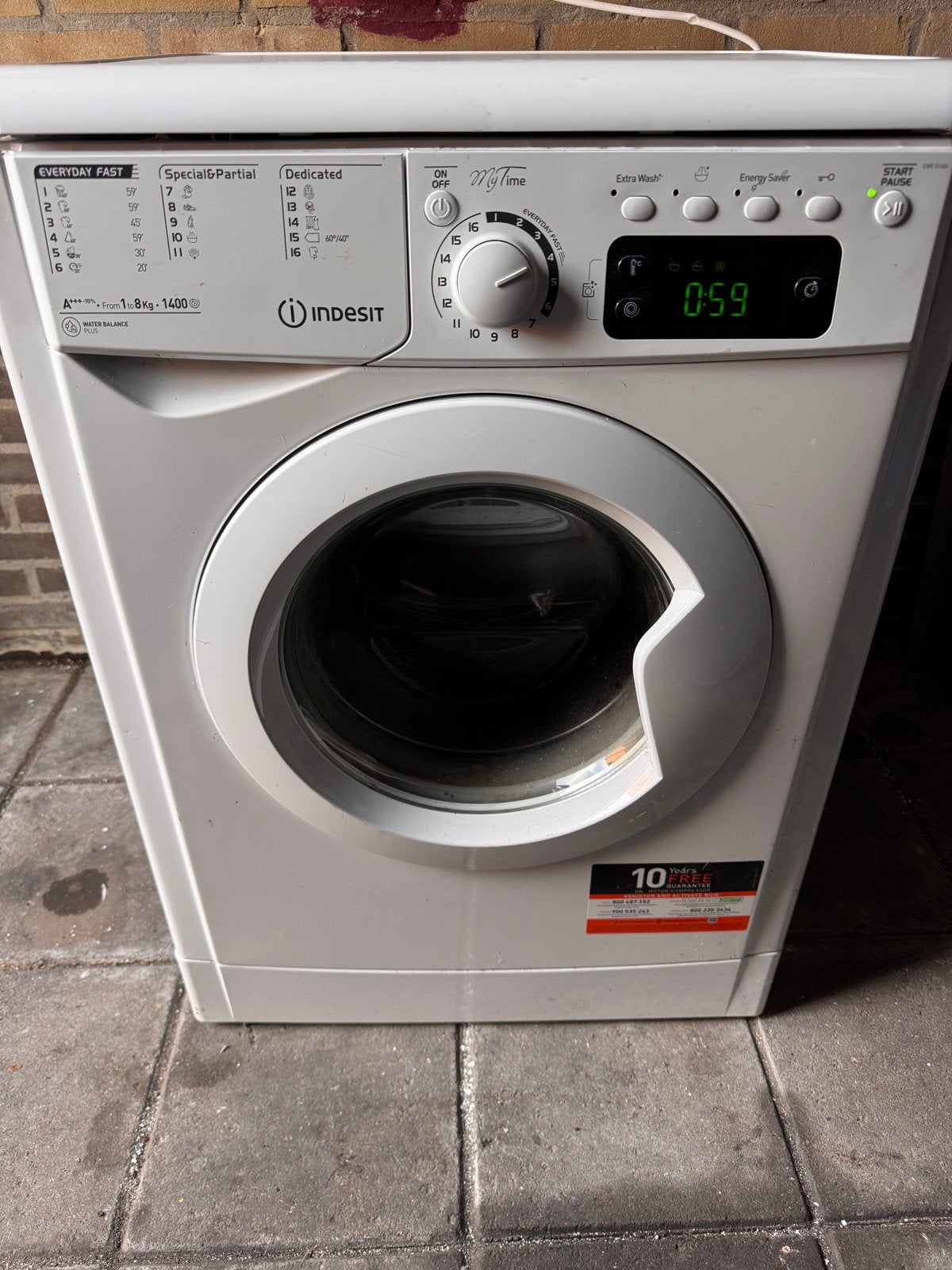 Indesit Innex Wasmachine 8kg A+++ 1400 TPM (bovenklep los), Ophalen, 1200 tot 1600 toeren, Gebruikt, 8 tot 10 kg