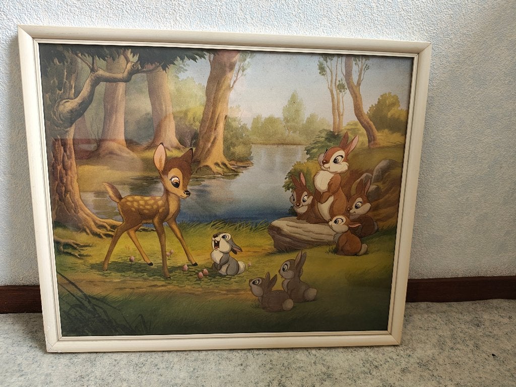 Bambi poster vintage Walt Disney, Verzamelen, Disney, Ophalen, Bambi of Dumbo, Gebruikt, Plaatje of Poster