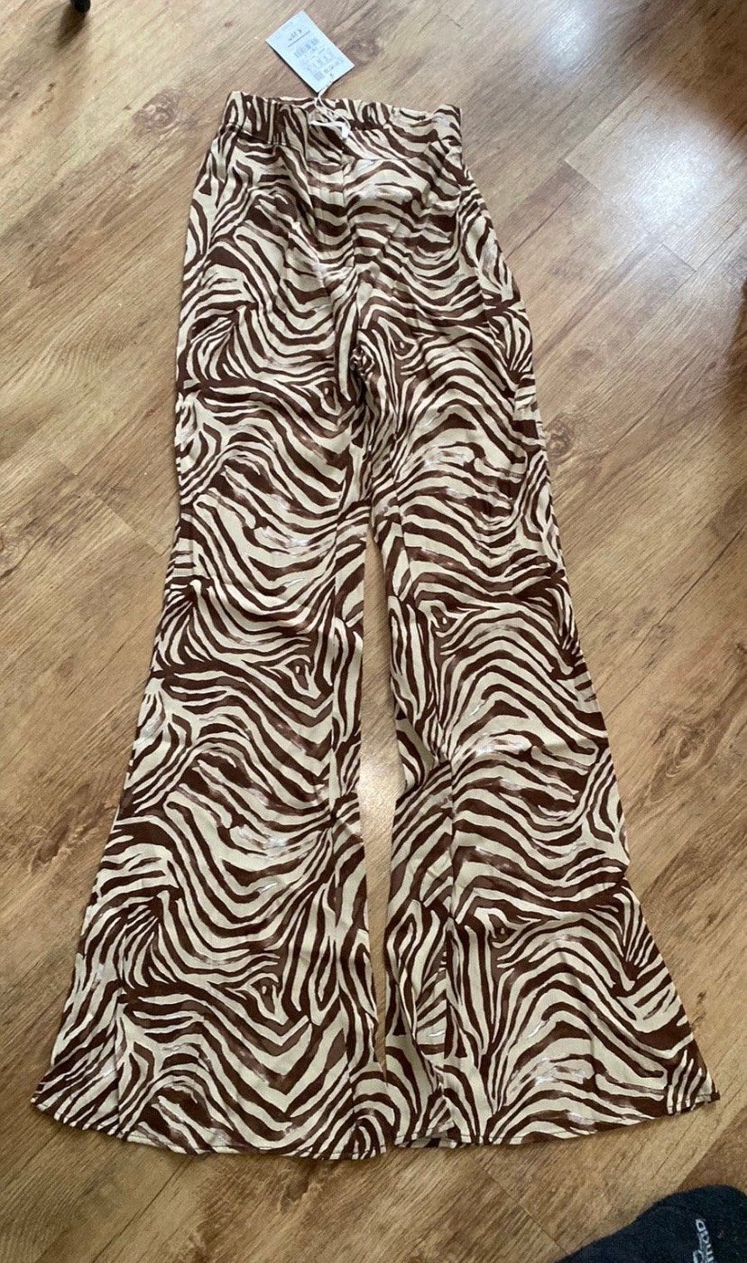 Pull&Bear Zebra Print Broek Maat S Nieuw met kaartjes, Bruin, Nieuw, Ophalen of Verzenden, Maat 36 (S)