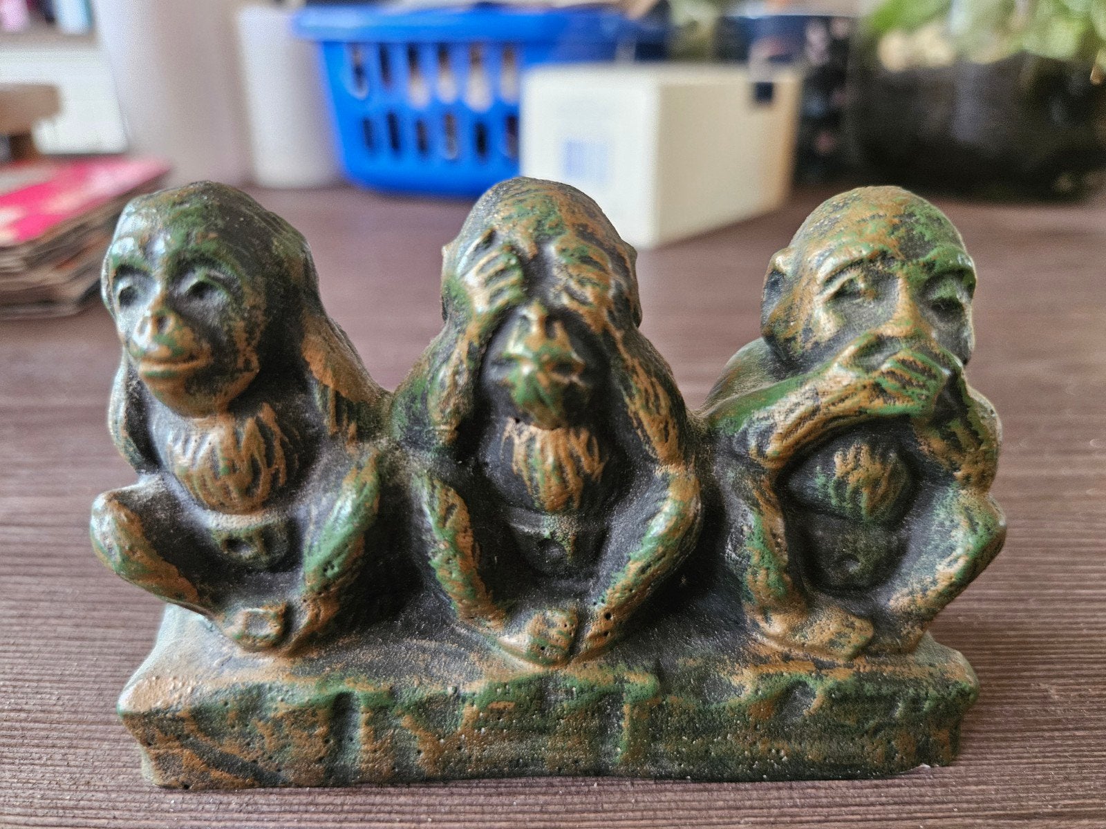 Beeldje Drie Wijze Apen - Horen, Zien, Zwijgen, Ophalen of Verzenden, Gebruikt, Dier