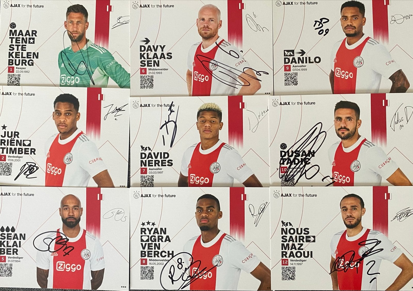 Ajax gesigneerde spelerskaarten - Collectie, Verzamelen, Ophalen of Verzenden, Zo goed als nieuw, Ajax, Spelerskaart