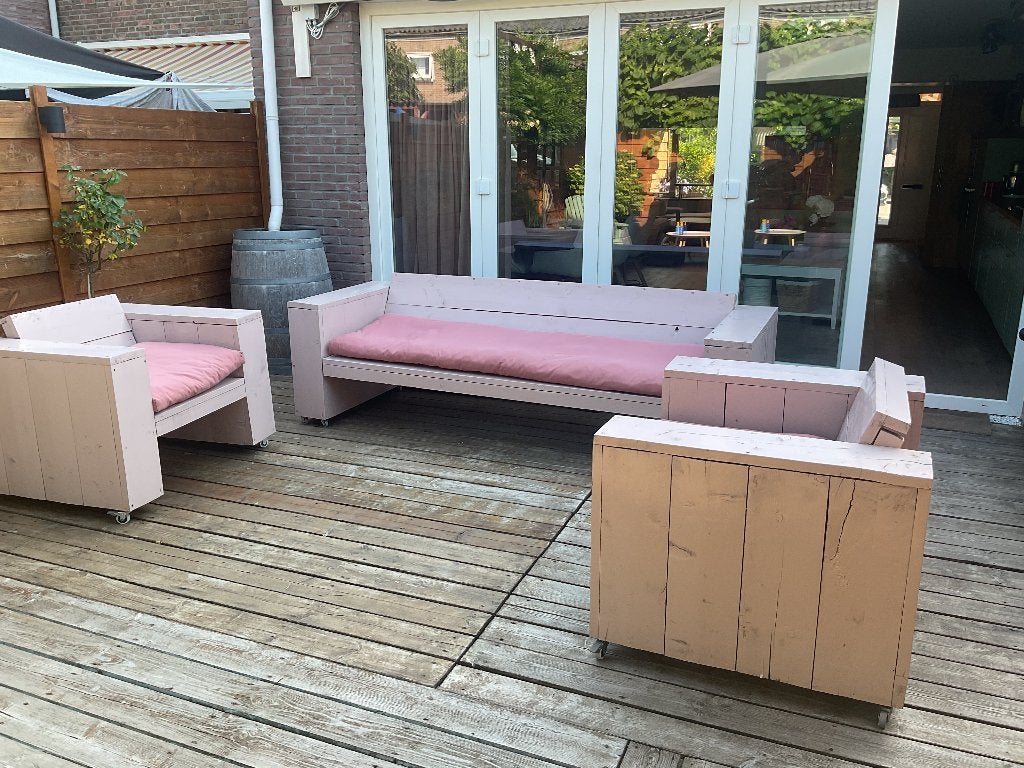 Tuinset steigerhout, Ophalen, 5 zitplaatsen, Gebruikt, Steigerhout