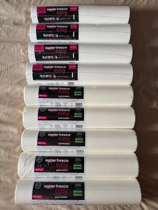 Glasvlies behang 9 rollen, Ophalen of Verzenden, 75 m² of meer, Wit