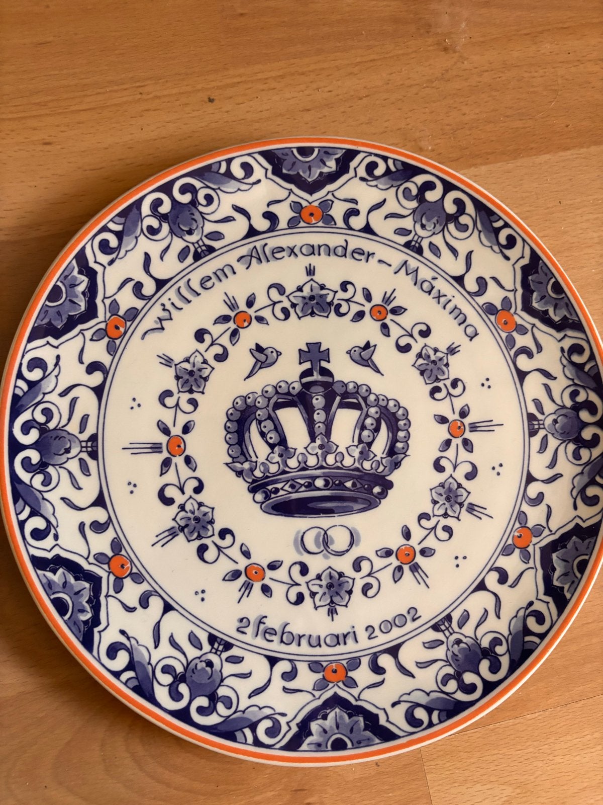 Delfts Blauw Huwelijksbord Willem-Alexander & Máxima, Ophalen