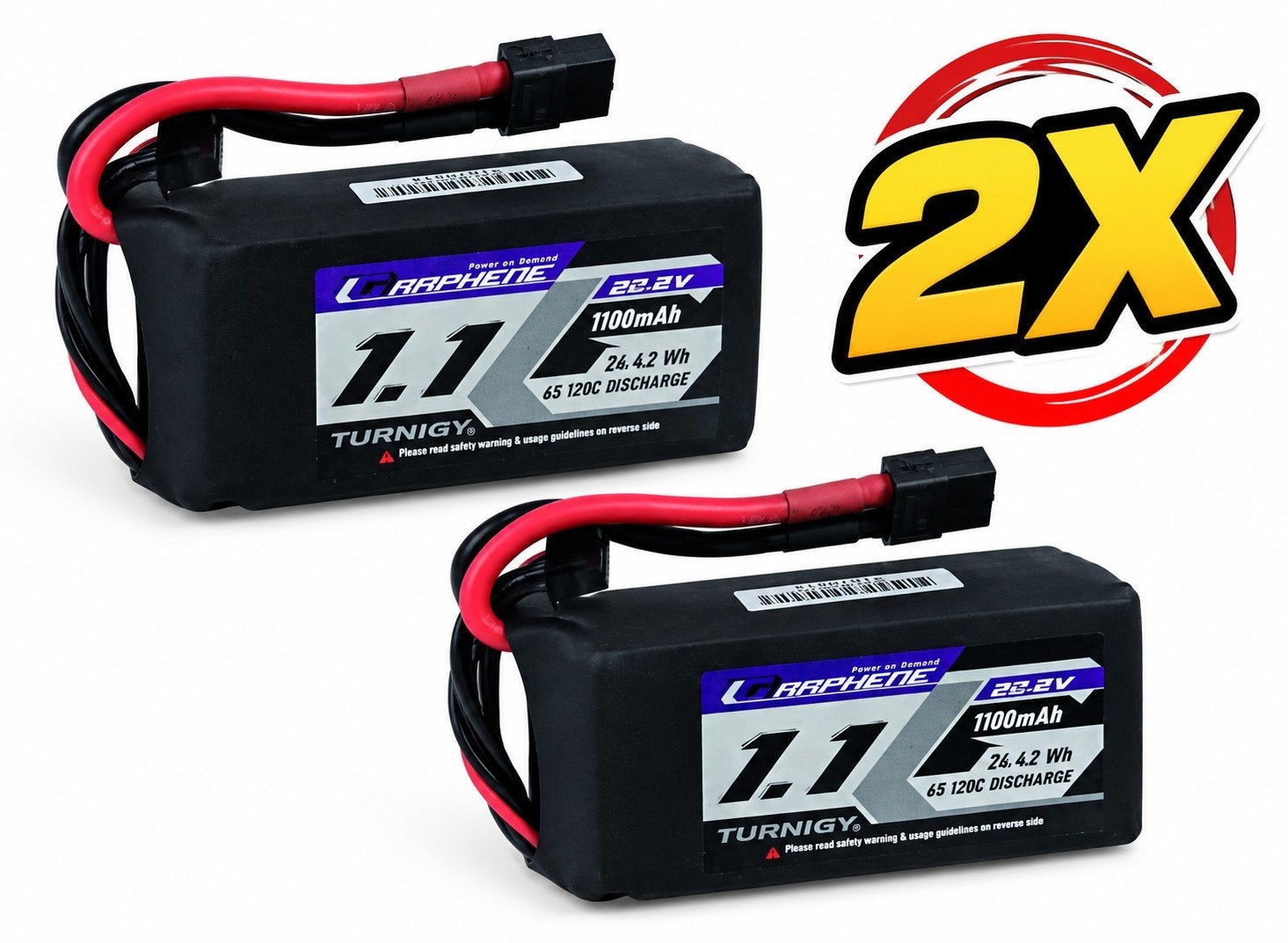 2X Turnigy Graphene Purple 1100mAh 6S 120C LiPo Batterij, Ophalen of Verzenden, Zo goed als nieuw