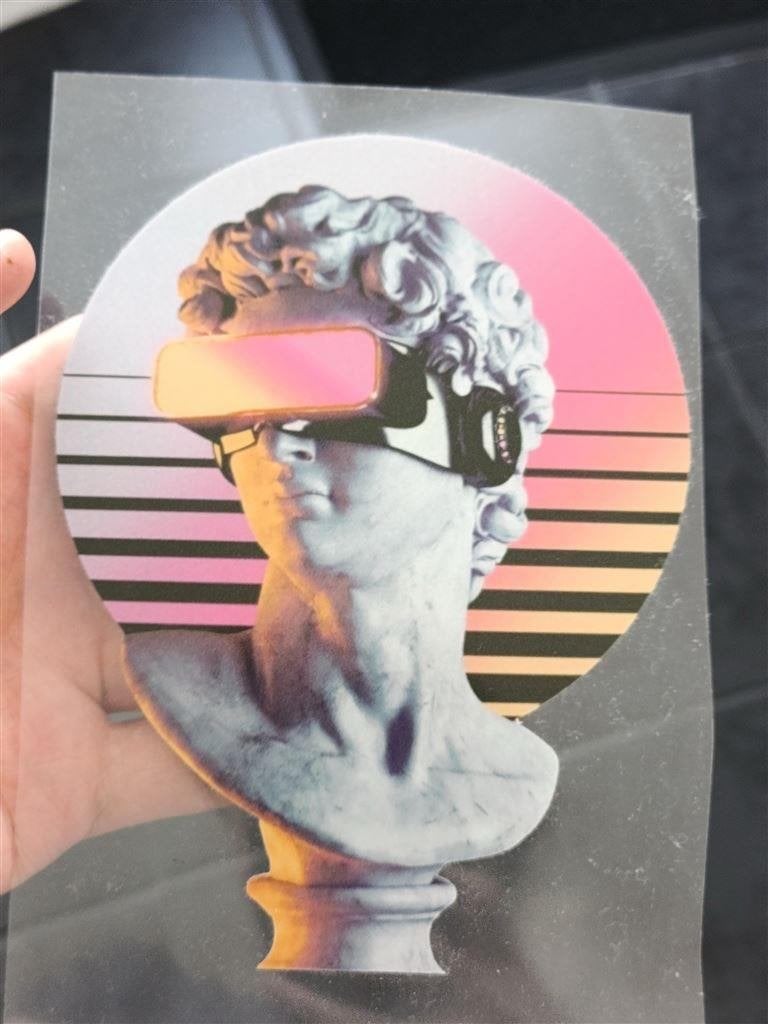 Grote OUTRUN Vaporwave Synthwave Vinyl STICKER, Verzamelen, Stickers, Verzenden, Nieuw, Bedrijf of Vereniging