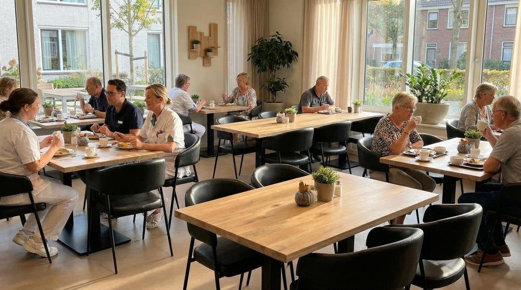 Retro klassieke leren horeca design eetkamerstoelen 300, Ophalen of Verzenden, Nieuw, Bruin, Vijf, Zes of meer stoelen