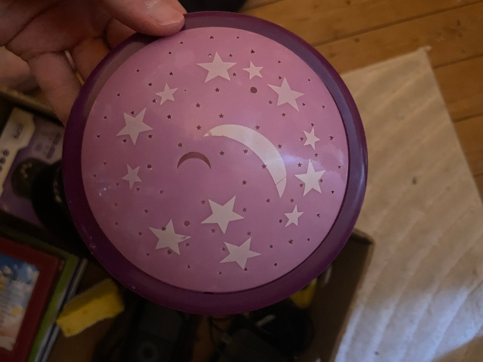 Sterrenprojector Nachtlampje Roze met Maan en Sterren, Ophalen of Verzenden, Gebruikt