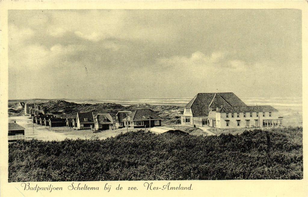 Badpaviljoen Scheltema bij de zee. Nes-Ameland. - 1937 gelop, Verzenden, Voor 1920, Gelopen, Waddeneilanden