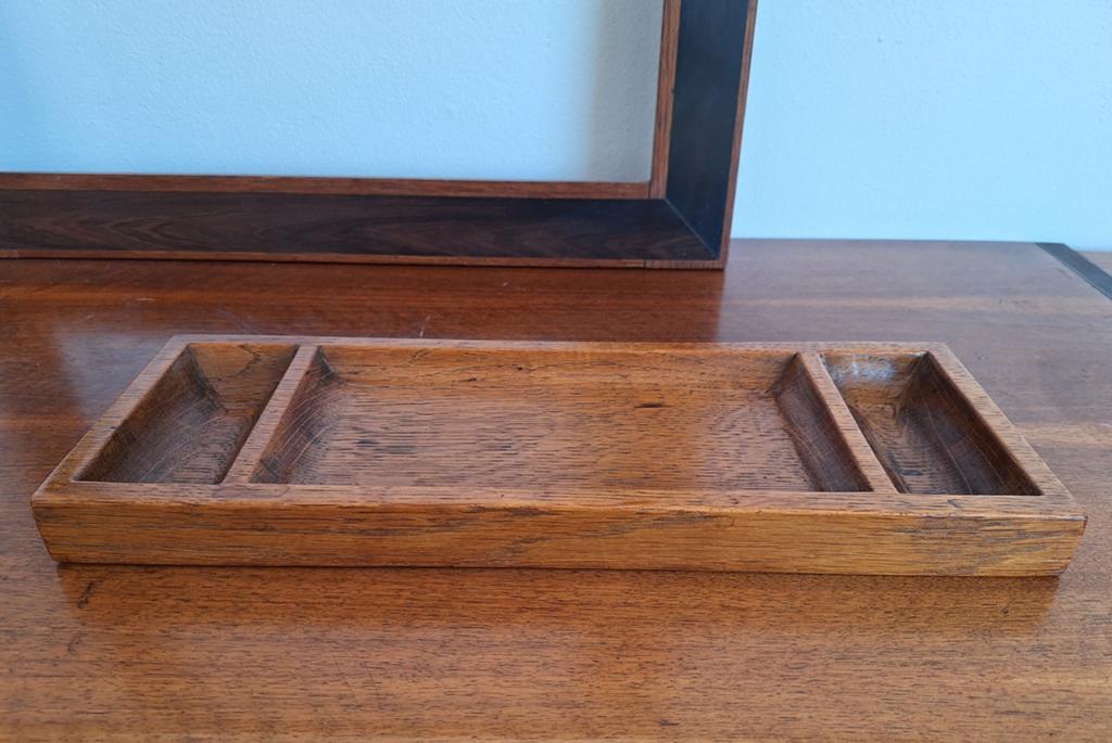 Prachtige grote eikenhouten bureau, pennenbak, Ophalen of Verzenden