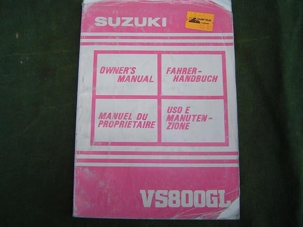 Suzuki VS800 GL 1991 motorcycle owner's manual VS 800, Motoren, Handleidingen en Instructieboekjes, Ophalen of Verzenden, Suzuki