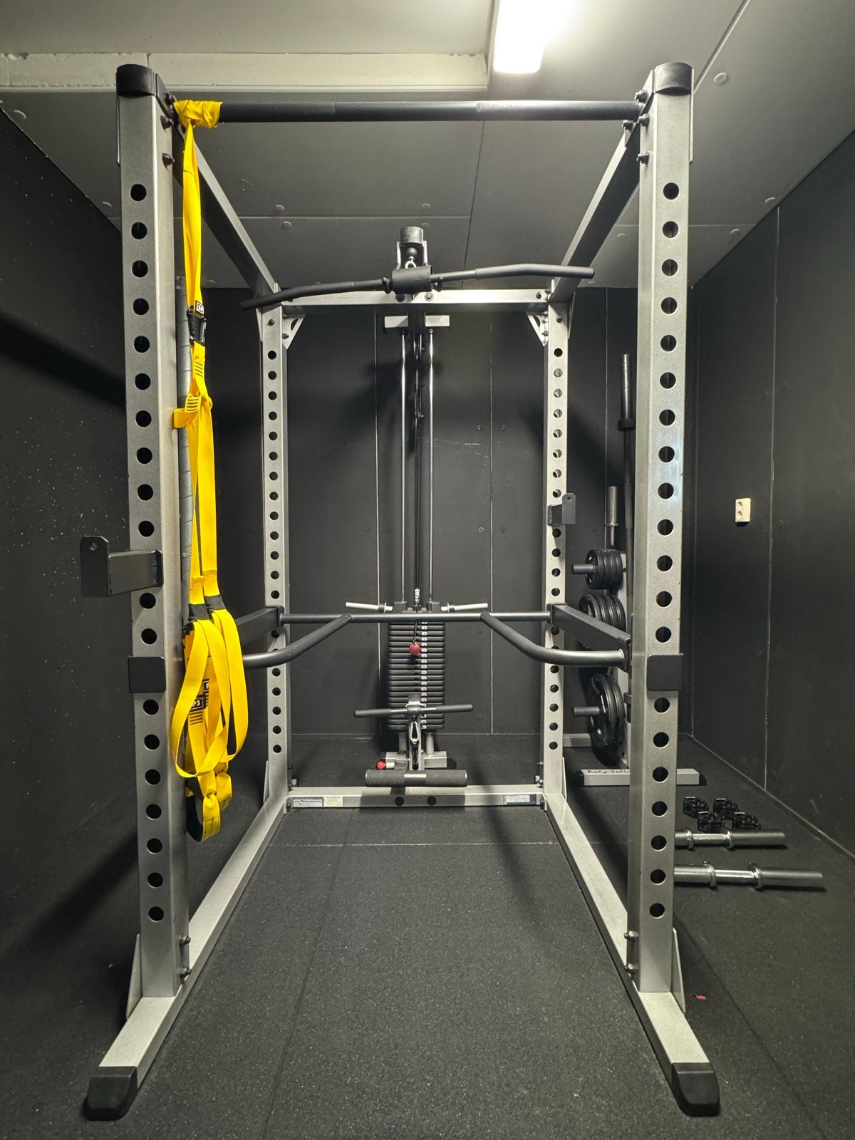 Complete Home Gym: Power Rack, Halters, Bank & Gewichten, Ophalen, Gebruikt, Armen, Halterstangen