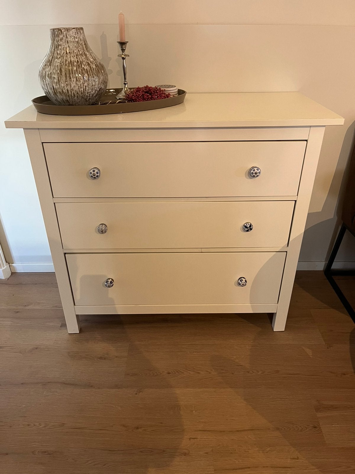 Witte ladekast / commode met 3 ruime lades (Ikea hemnes), Ophalen, 100 tot 150 cm, Zo goed als nieuw, 3 of 4 laden