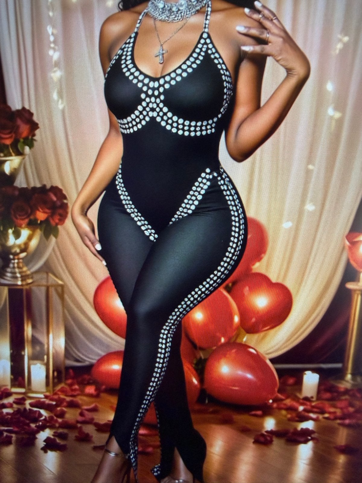 Sexy cutsuit met strass steentjes - Nieuw (S/M), Ophalen of Verzenden, Nieuw, Maat 36 (S), Zwart